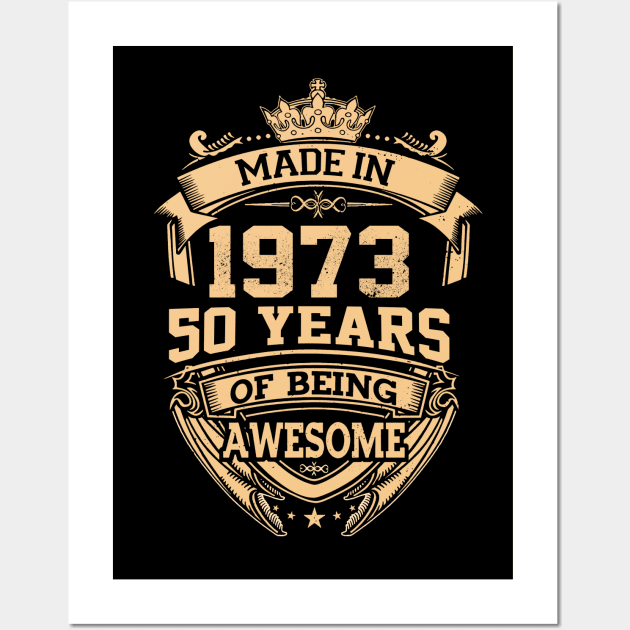 Made In 1973 50 Years Of Being Awesome 50th Birthday Wall Art by Mhoon 